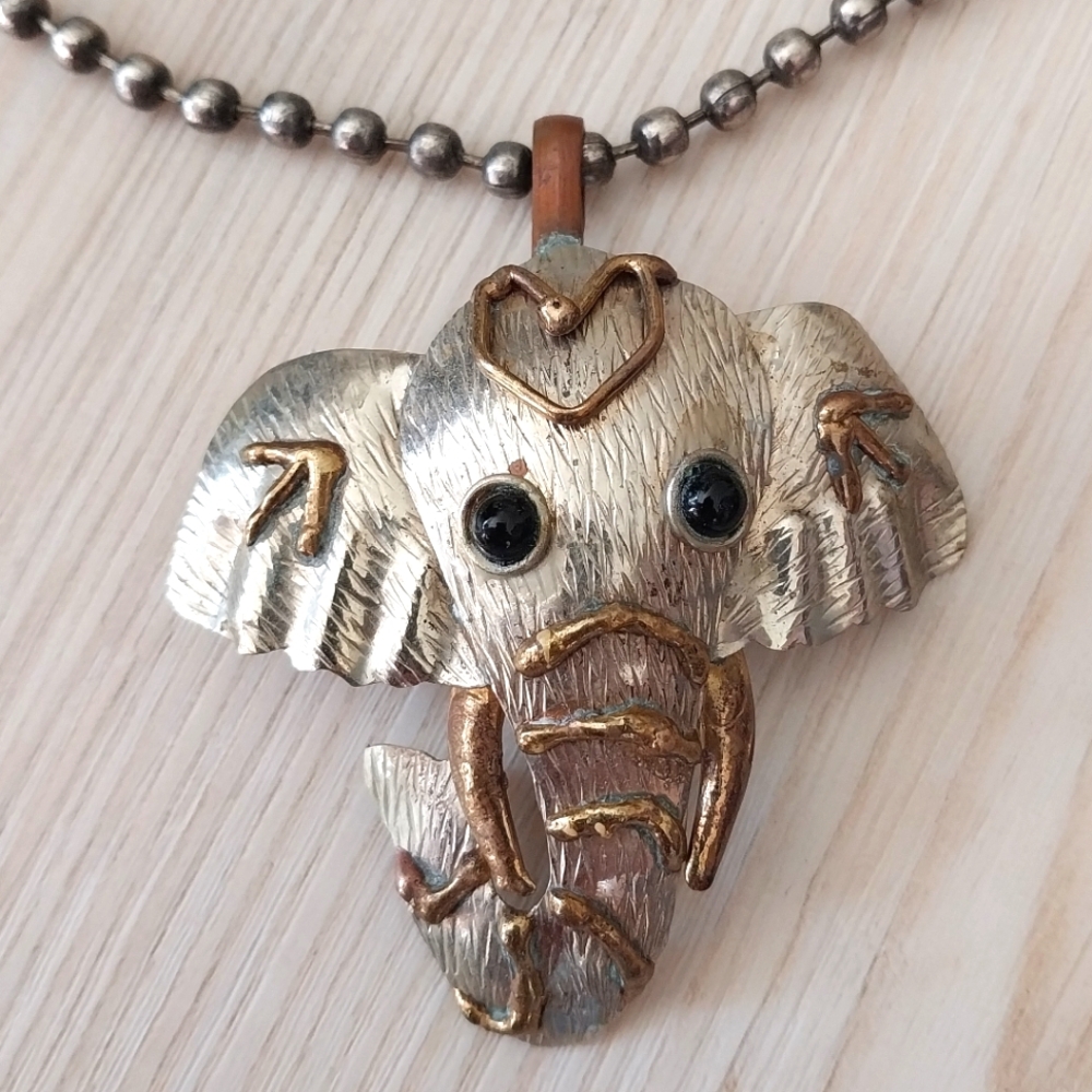 Mixed Metal Elephant Necklace